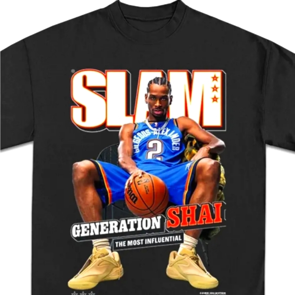 SGA MVP Generation Shai Slam Magazine Black Graphic T-Shirt Sz XL
